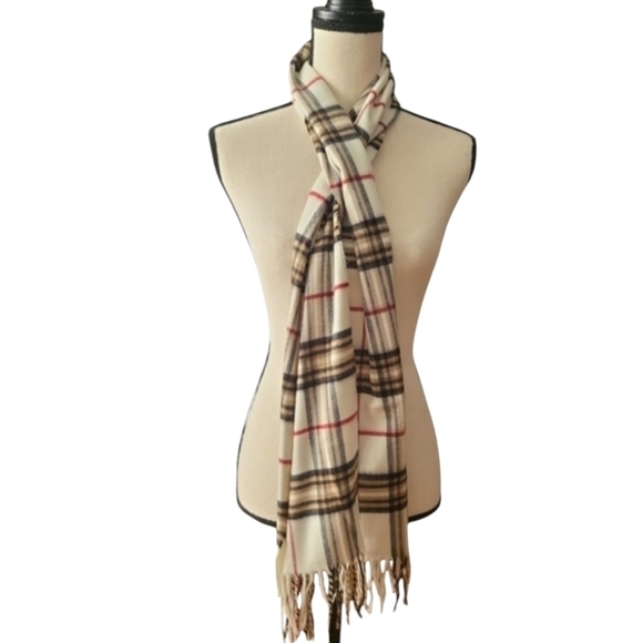 V Fraas Casmink Plaid Scarf 70 x 10 Made in Germany - Picture 3 of 6